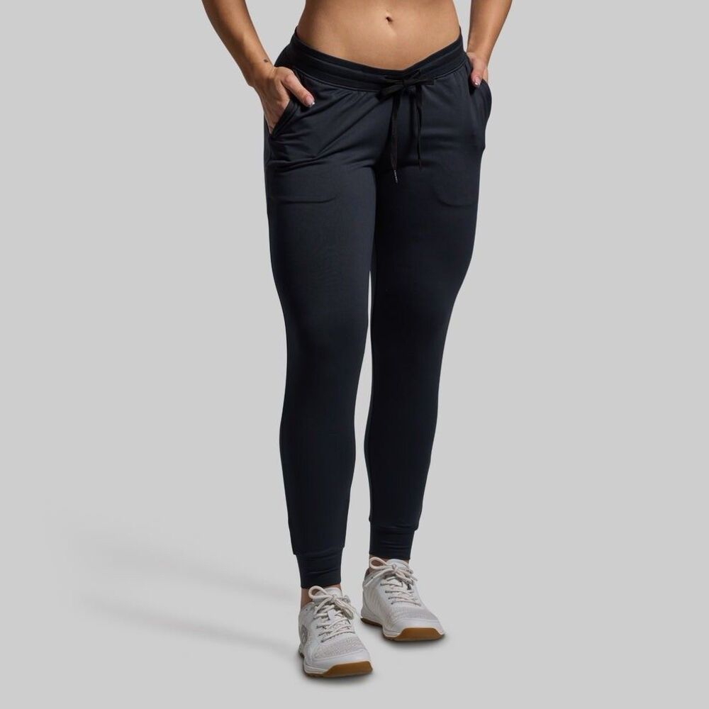 Born Primitive Womens Black Athletic Jogger Pants Drawstring Stretch Size Small